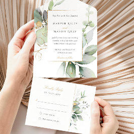 Invitación Todo En Uno Encantador Boda todo en uno de Eucalyptus