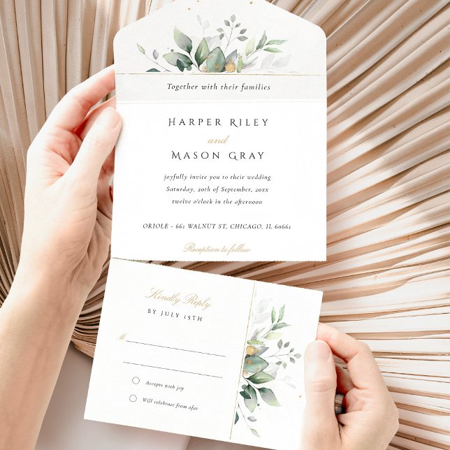 Invitación Todo En Uno Encantador Boda todo en uno de Eucalyptus (Subido por el creador)