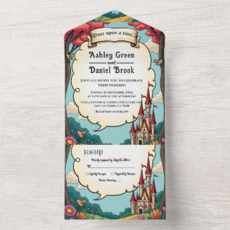 Invitación Todo En Uno Enchanted Forest Woodland Castle Fairytale Wedding
