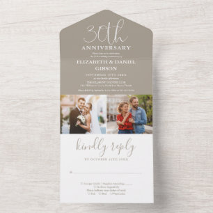 Invitación Todo En Uno Entonces y ahora 2 Foto 30 Aniversario de bodas