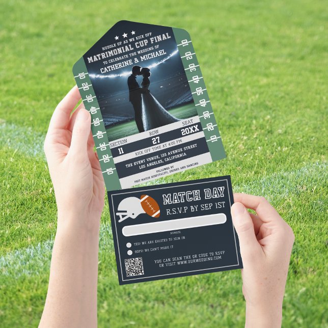 Invitación Todo En Uno Entrada de partido de fútbol con Boda RSVP de códi (Subido por el creador)