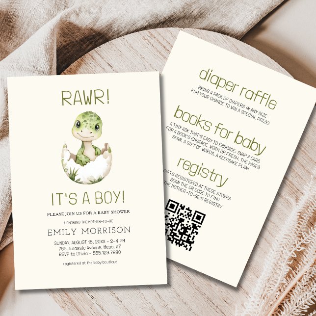 Invitación Todo en uno es un niño dinosaurio bebé ducha Boho (Subido por el creador)