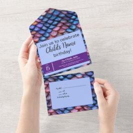 Invitación Todo En Uno Escama de Sirena