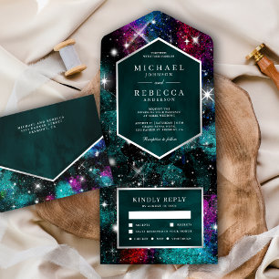 Invitación Todo En Uno Espacio Ultraterrestre Universo Boda de galaxia Ve