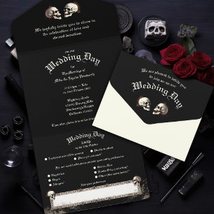 Invitación Todo En Uno Esqueletos danzantes Boda gótico