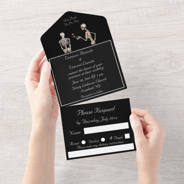 Invitación Todo En Uno Esqueletos hasta la muerte nos separan (desgarro)