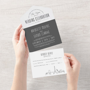 Invitación Todo En Uno Esquina de Las Vegas Deco   Boda