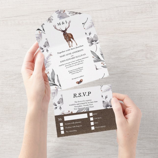 Invitación Todo En Uno Estadio de campo rústico acuarela otoño follaje to (desgarro)