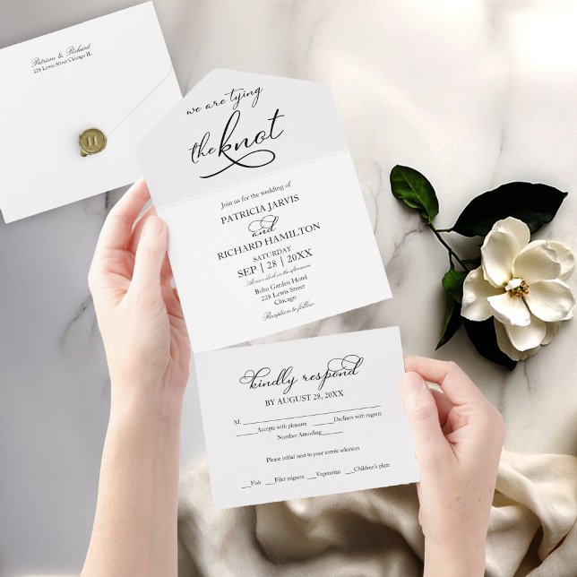 Invitación Todo En Uno Estamos Amarrando La Boda Elegante De Knot (Subido por el creador)