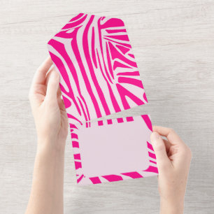 Invitación Todo En Uno Estampado de cebra rosa