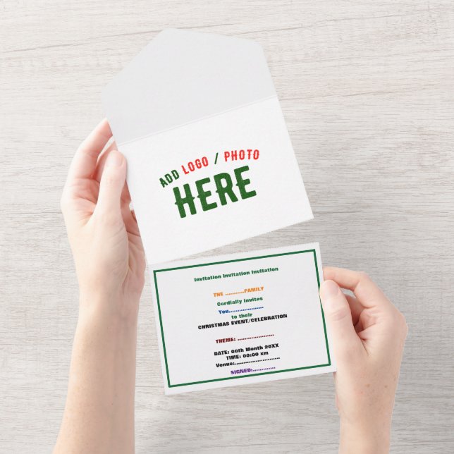 INVITACIÓN TODO EN UNO ESTILO MODERNO PERSONALIZABLE BLANCO VERIFICADO DE (desgarro)