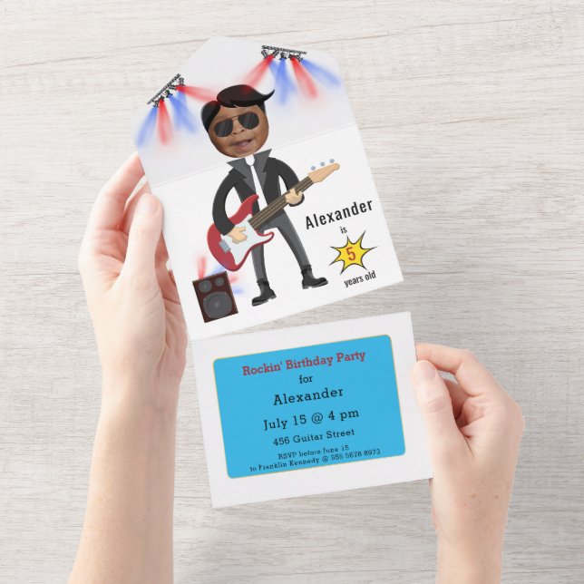 Invitación Todo En Uno Estrella de Little Rock 🎸 Campeón 🤣 Guitarra (desgarro)