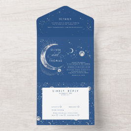 Invitación Todo En Uno Estrellas celestes místicas celestes Halo Boda