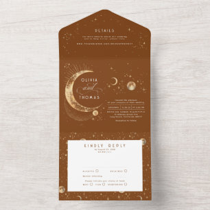 Invitación Todo En Uno Estrellas celestes místicas celestes Halo Boda