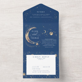 Invitación Todo En Uno Estrellas celestes místicas celestes Halo Boda