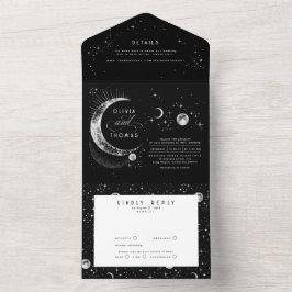 Invitación Todo En Uno Estrellas celestes místicas celestes Halo Boda