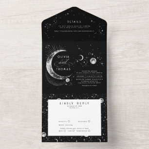 Invitación Todo En Uno Estrellas celestes místicas celestes Halo Boda