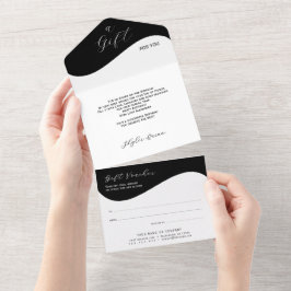 Invitación Todo En Uno Etiqueta plana de borde - Ola negro 1 Vale