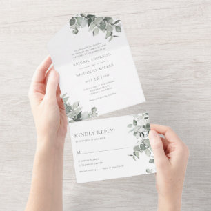 Invitación Todo En Uno Eucalipto elegante