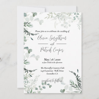Invitación Todo en uno, eucalipto elegante deja Boda Inv