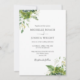 Invitación Todo en uno Eucalipto Verde Elegante Boda