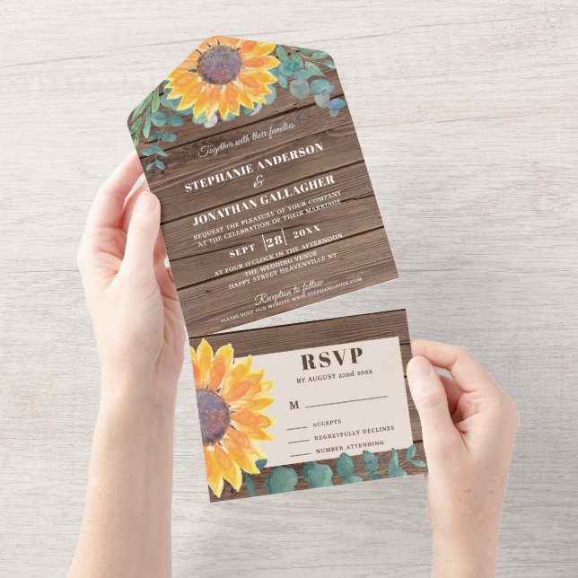 Invitación Todo En Uno Eucalyptus Barn Wood (desgarro)