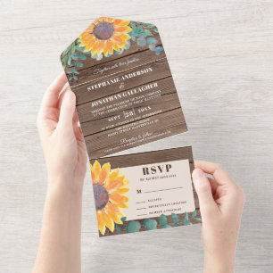 Invitación Todo En Uno Eucalyptus Barn Wood