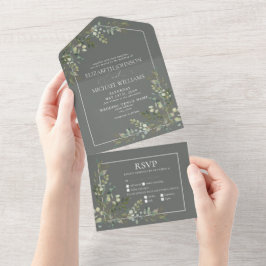 Invitación Todo En Uno Eucalyptus Boda de Comidas Verdes en Sage Botánico