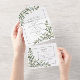Invitación Todo En Uno Eucalyptus Boda de Comidas Verdes en Sage Botánico