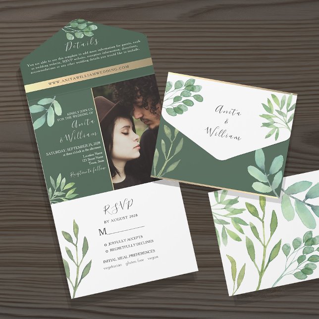 Invitación Todo En Uno Eucalyptus Boda de fotografía botánica (Subido por el creador)