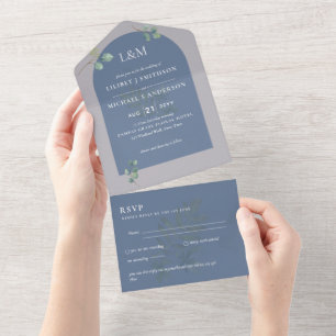 Invitación Todo En Uno Eucalyptus deja Boda de arco superpuesto