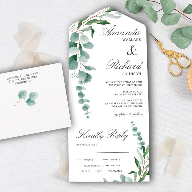 Invitación Todo En Uno Eucalyptus deja rama Boda de follaje (Subido por el creador)