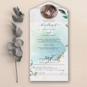 Invitación Todo En Uno Eucalyptus Foliage Elegant Wedding