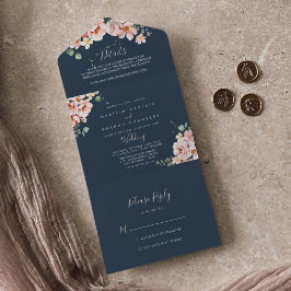 Invitación Todo En Uno Eucalyptus Garden Rosa Boda Floral