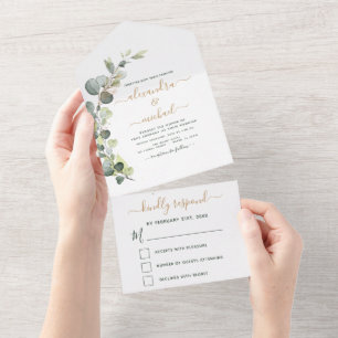 Invitación Todo En Uno Eucalyptus Greenery Boda Elegant Moderno