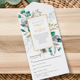 Invitación Todo En Uno Eucalyptus Greenery Botanical Garden Wedding 