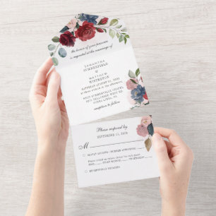 Invitación Todo En Uno Eucalyptus Greenery Dusty Blue Boda Botánico