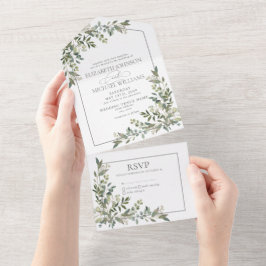 Invitación Todo En Uno Eucalyptus Jaula Botánica Guión Verde Boda Todo