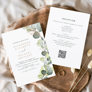 Invitación Todo en uno Eucalyptus QR Código Boda Verdor