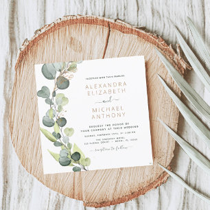Invitación Todo en uno Eucalyptus QR Código Boda Verdor