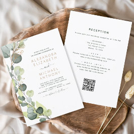 Invitación Todo en uno Eucalyptus QR Código Boda Verdor