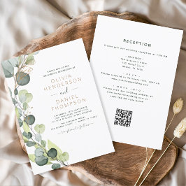 Invitación Todo en uno Eucalyptus QR Código Boda Verdor