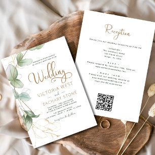 Invitación Todo en uno Eucalyptus QR Código Boda Verdor