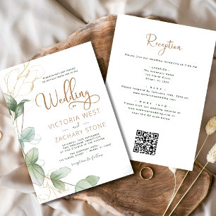 Invitación Todo en uno Eucalyptus QR Código Boda Verdor