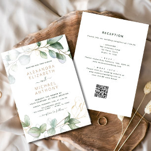 Invitación Todo en uno Eucalyptus QR Código Boda Verdor