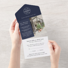 Invitación Todo En Uno Evento profesional | Navy Blue Modern Professional