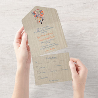 Invitación Todo En Uno Exquisito Boho Dream Catcher Boda todo en uno