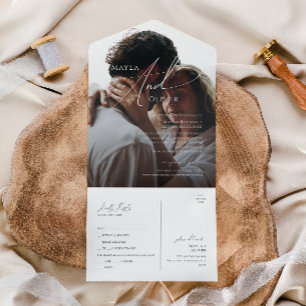 Invitación Todo En Uno Extracción Minimalista y envío de Al
