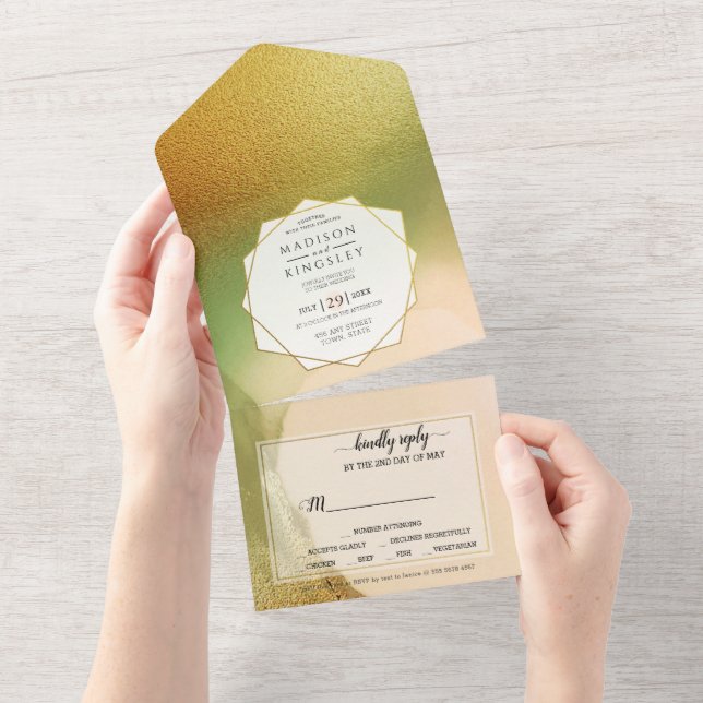 Invitación Todo En Uno Fab Chartreuse 💚 Resumen Increíble Boda Presupues (desgarro)