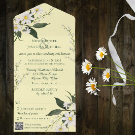 Invitación Todo En Uno Fácil color amarillo pálido con código QR